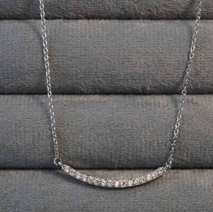 Rhodium Plated Zirconia Studded Linear Chain Pendant Necklace