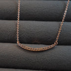 Rose Gold Plated Zirconia Studded Linear Chain Pendant Western Necklace