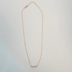 5A Zirconia & Pearl Linear Pendant Western Necklace, Rose Gold plated