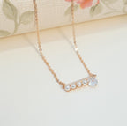 5A Zirconia & Pearl Linear Pendant Western Necklace, Rose Gold plated