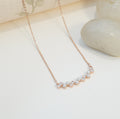 18K Rose Gold Plated Pearl & Zirconia Zigzag Pendant Western Necklace