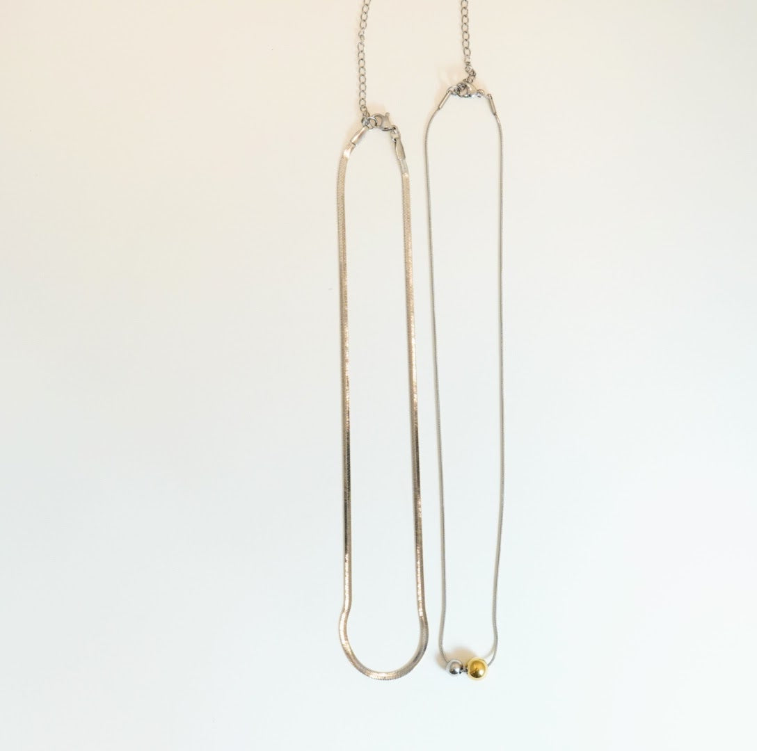Double-Layer Snake & Minimalist Chain Multilayer Western Necklace