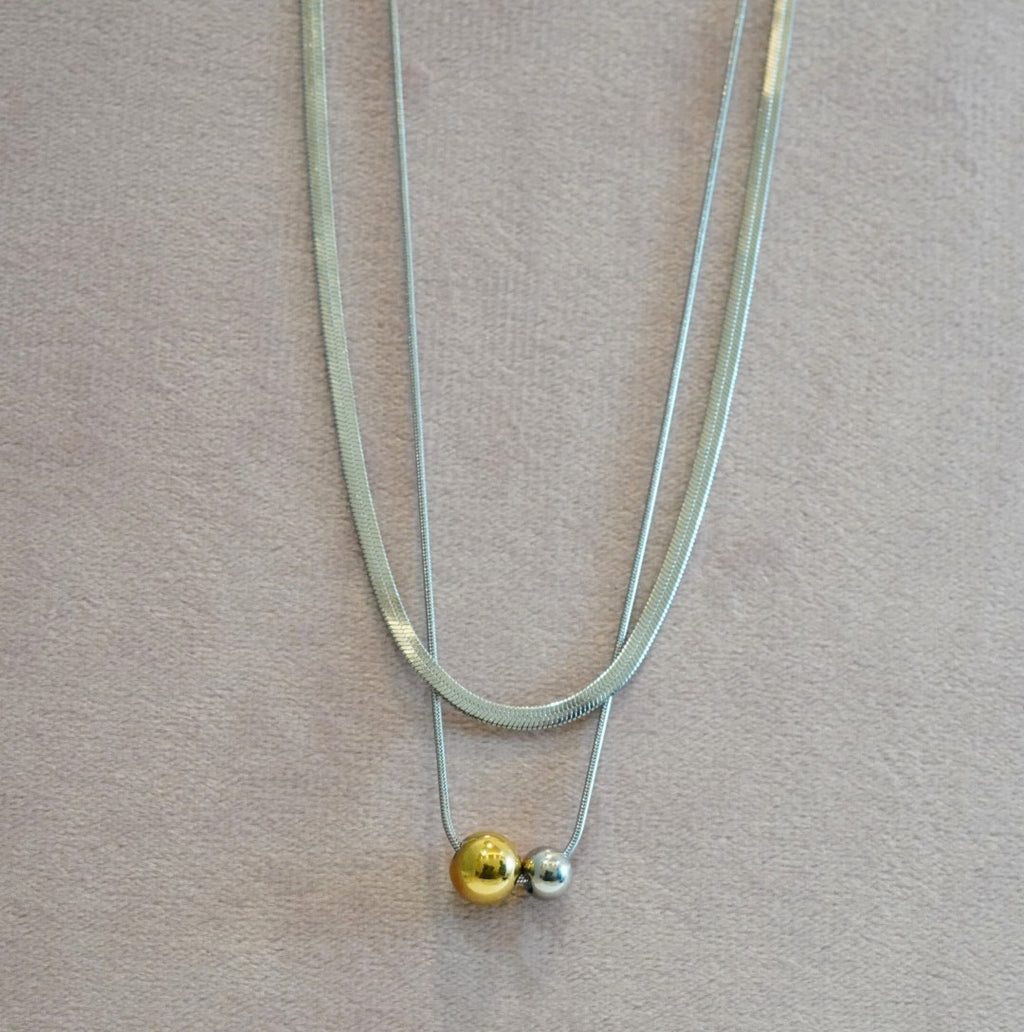 Double-Layer Snake & Minimalist Chain Multilayer Western Necklace