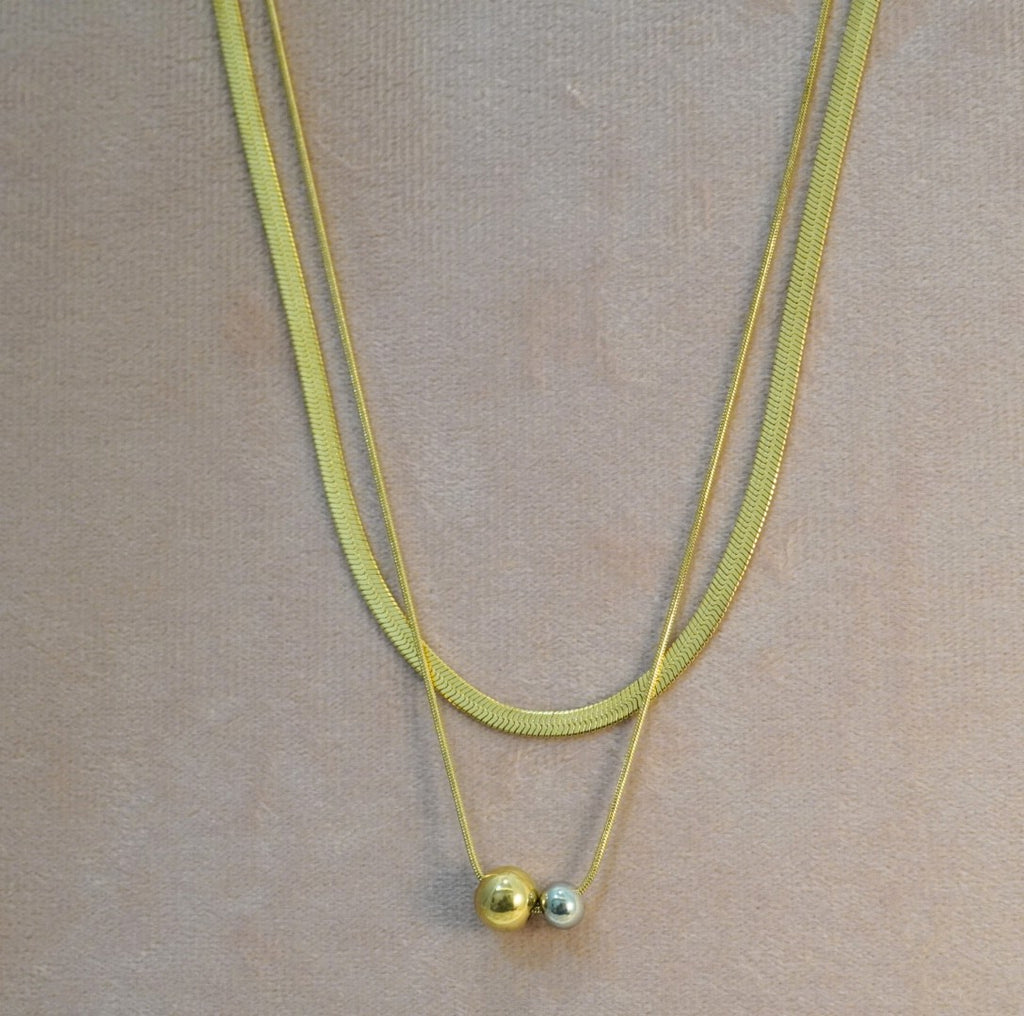 18K Gold Plated Snake & Minimalist Chain with Circular Drop Western Necklace