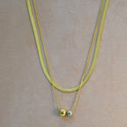 18K Gold Plated Snake & Minimalist Chain with Circular Drop Western Necklace