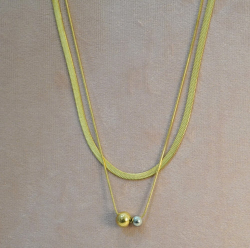 18K Gold Plated Snake & Minimalist Chain with Circular Drop Western Necklace