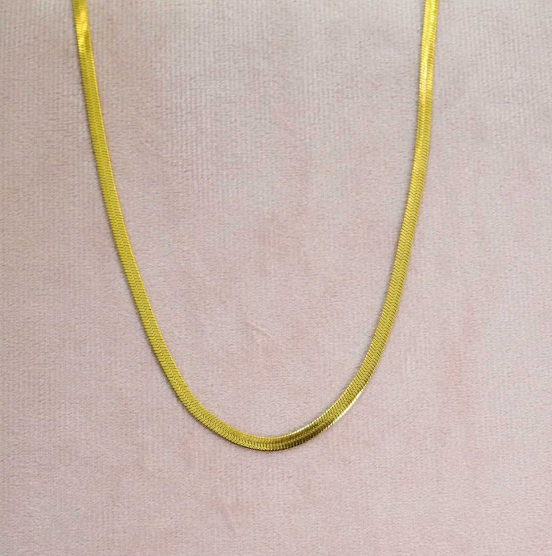 Double Layered 18K Gold Plated Snake & Minimalist Chain with Circular Pendant Necklace