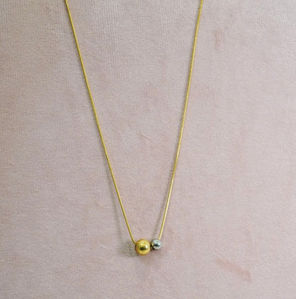 Double Layered 18K Gold Plated Snake & Minimalist Chain with Circular Pendant Necklace