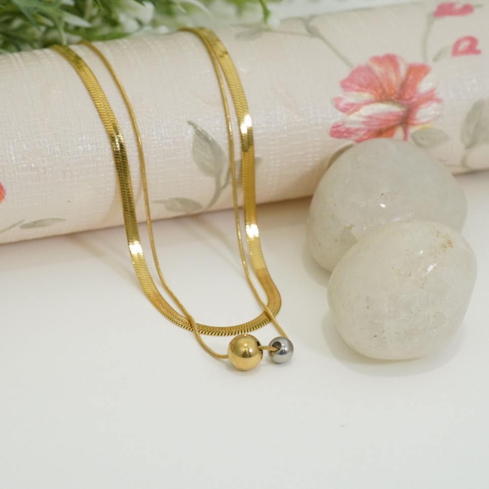 18K Gold Plated Snake & Minimalist Chain with Circular Drop Western Necklace