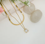 18K Gold-Plated Multilayer Zirconia Solitaire Western Necklace