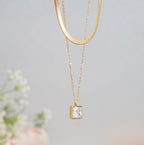 18K Gold-Plated Multilayer Zirconia Solitaire Western Necklace