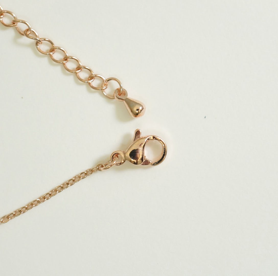 Cubic and Circular Zirconia Pendants in Multi Layered Chain Necklace in 18K Rose Gold Plated Necklace