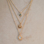 18K Rose Gold-Plated Zirconia Floral Multilayer Western Necklace