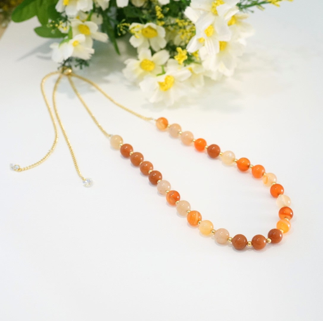 Earthy Themed Multicolored Glass Beaded Choker Necklace