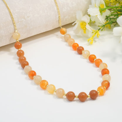 Earthy Themed Multicolored Glass Beaded Choker Necklace