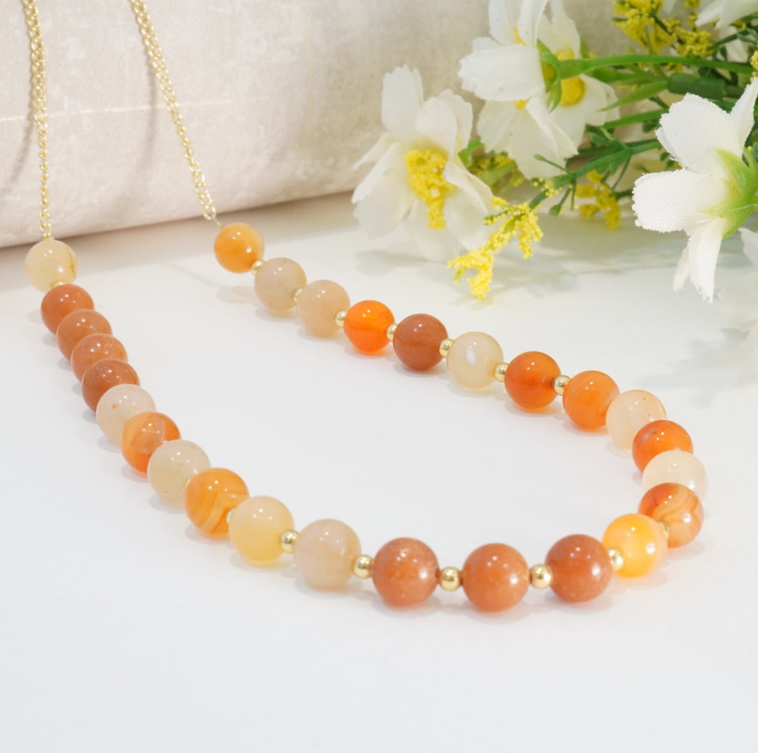 Earthy Themed Multicolored Glass Beaded Choker Necklace