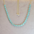 Aqua Blue and Gold Glass Beaded Choker Necklace