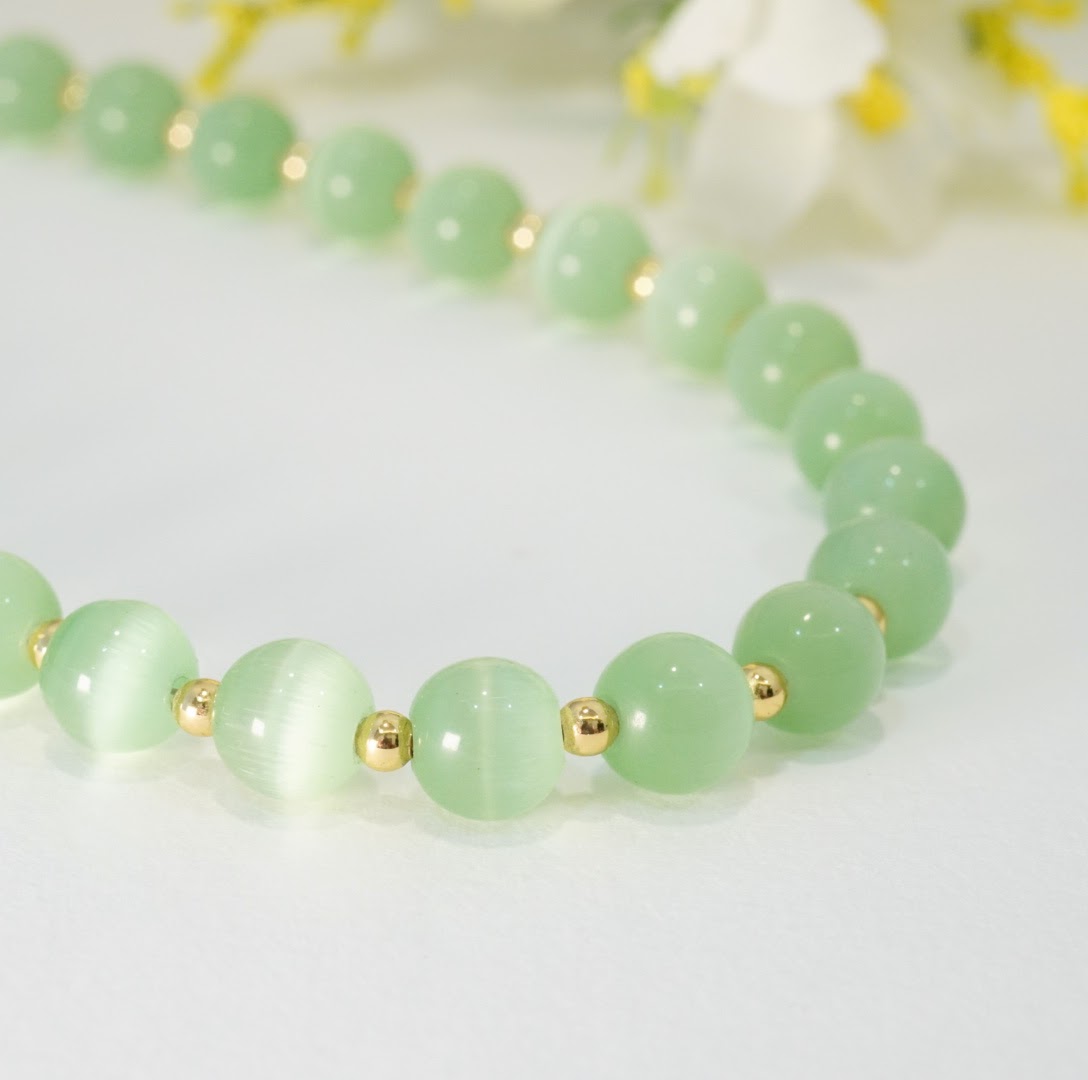 Mint Green and Gold Glass Beads Choker Necklace