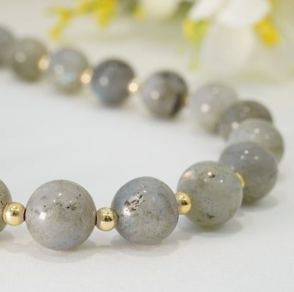 Grey and Gold Glass Beaded Choker Necklace