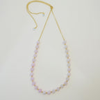 Soft Pink and Gold Glass Beaded Choker Necklace