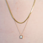 Zirconia Solitaire Rose Gold Plated Multilayer Necklace