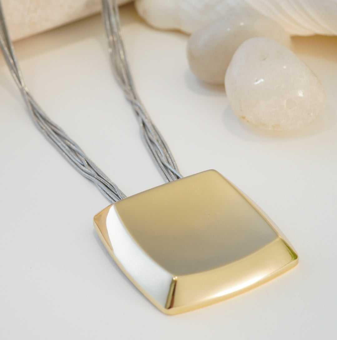 Bold Statement Square Pendant Western Necklace