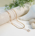 Zirconia Solitaire Rose Gold Plated Multilayer Necklace