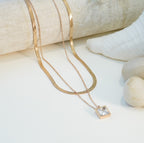 Zirconia Solitaire Rose Gold Plated Multilayer Necklace