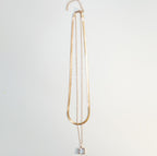 Zirconia Solitaire Rose Gold Plated Multilayer Necklace