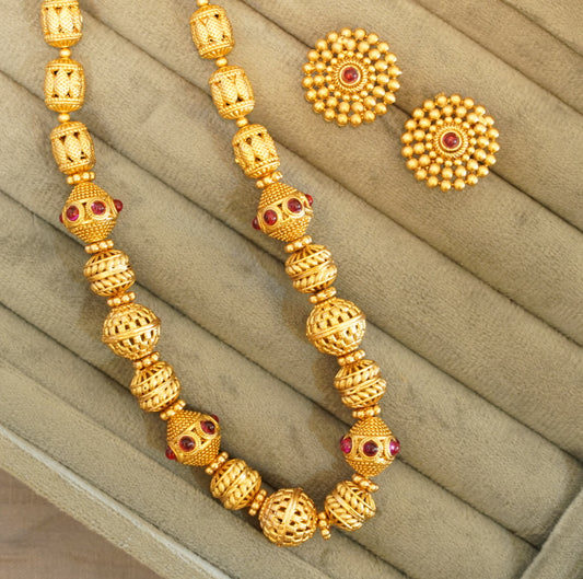 Running Beads Brass Necklace Set