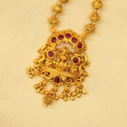 Rubby Studded Laxmi Pendant Temple Set