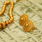 Oval Slope Down Beaded Brass Necklace Set