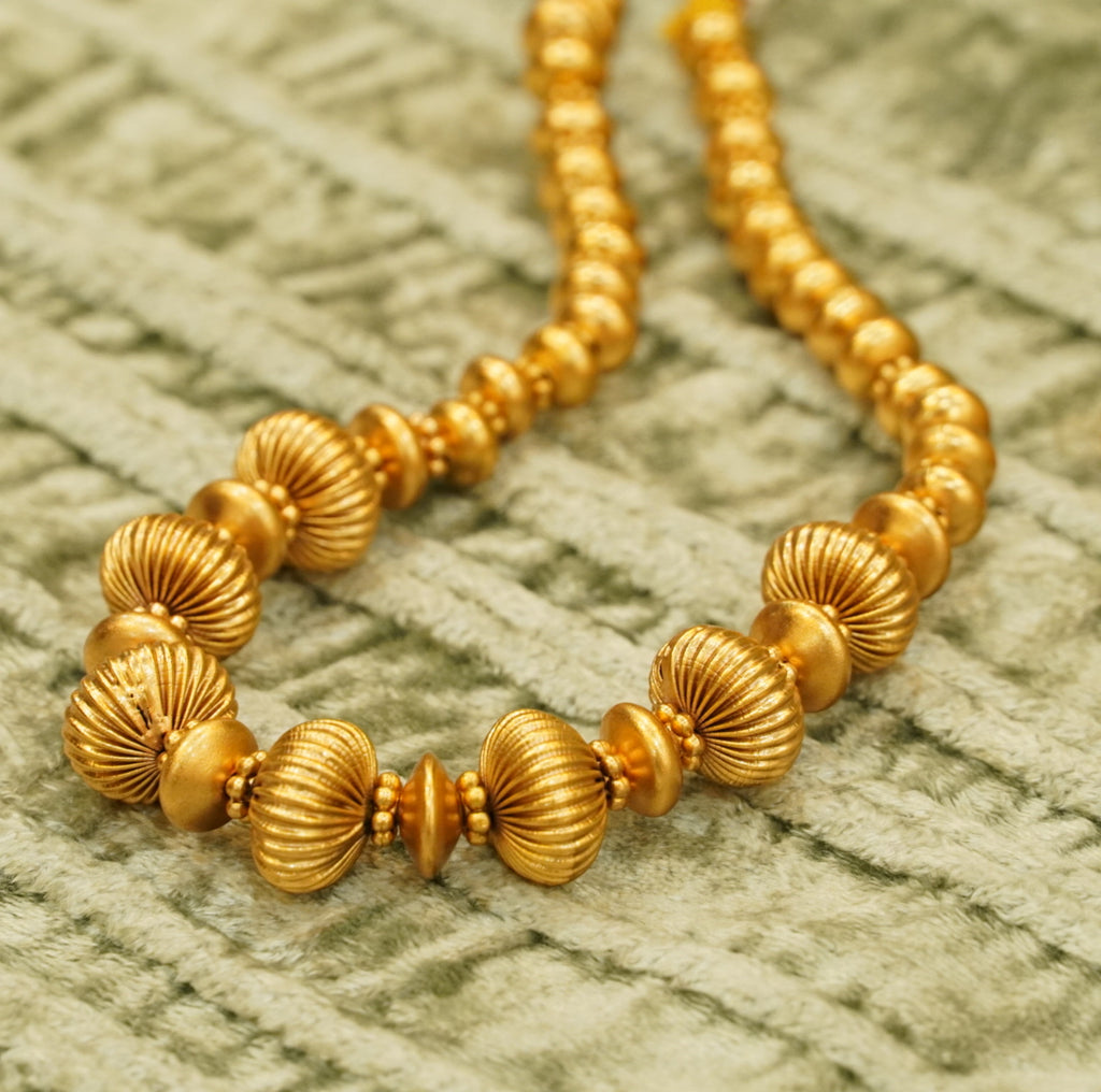 Oval Slope Down Beaded Brass Necklace Set