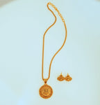 Beautiful Beaded Laxmi Temple Pendant Set in Brass with Studs