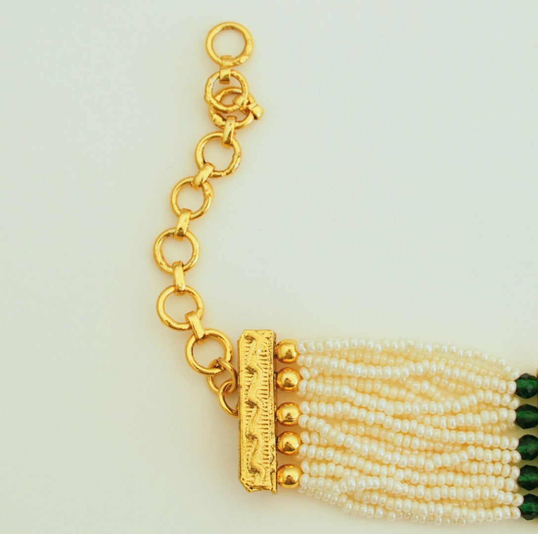 Kemp Stone & Multicolor Beads Broad Bracelet
