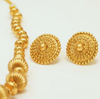 Oval Slope Down Beaded Brass Necklace Set
