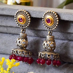 Elegant Dual-Tone Oxidized Jhumka Earrings