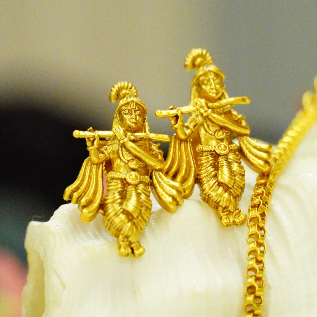 Krishna Pure Brass Temple Pendant Set