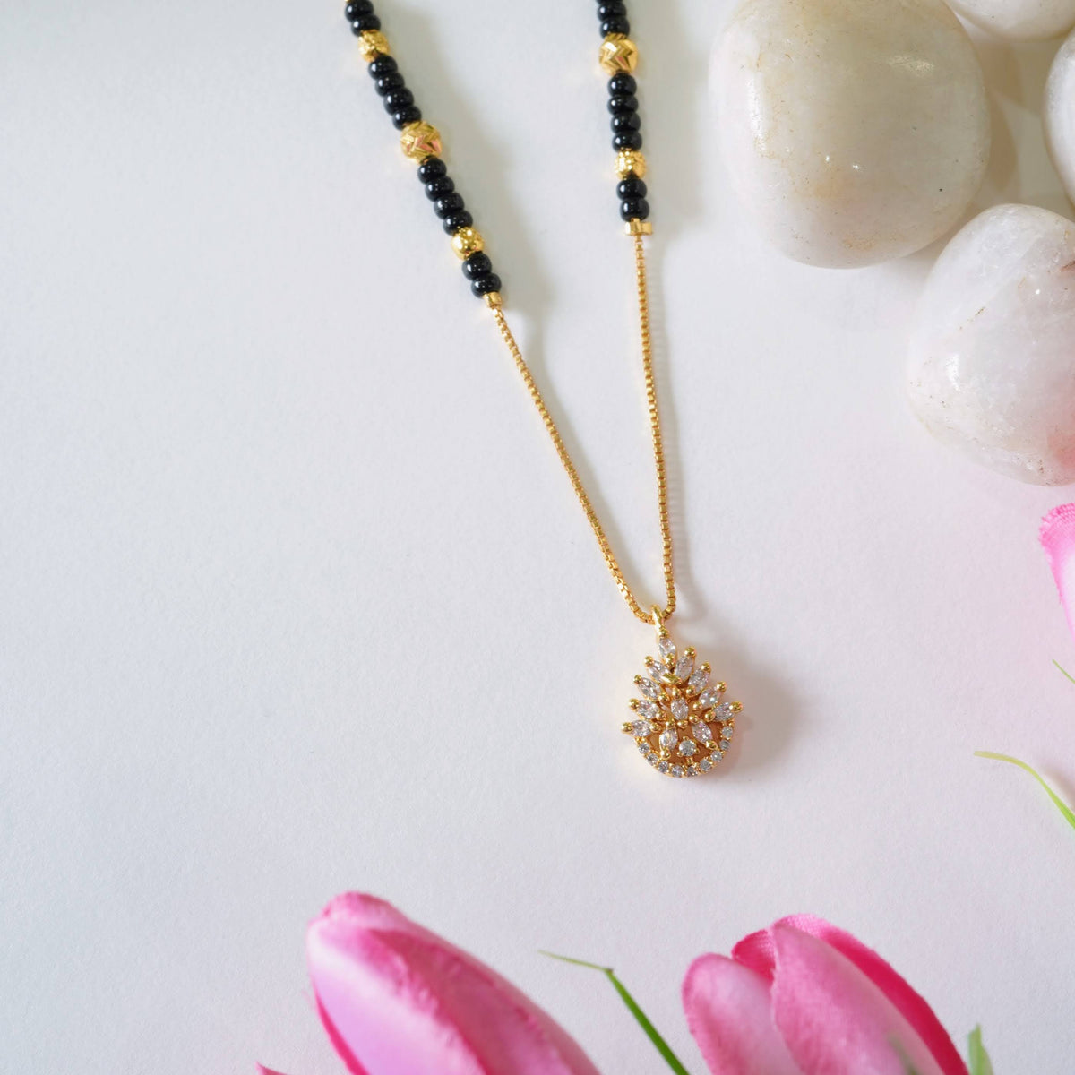 Gold Plated American Diamond Drop Mangalsutra