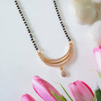 Rose Gold Linear Chain Mangalsutra with Triple Drop American Diamonds