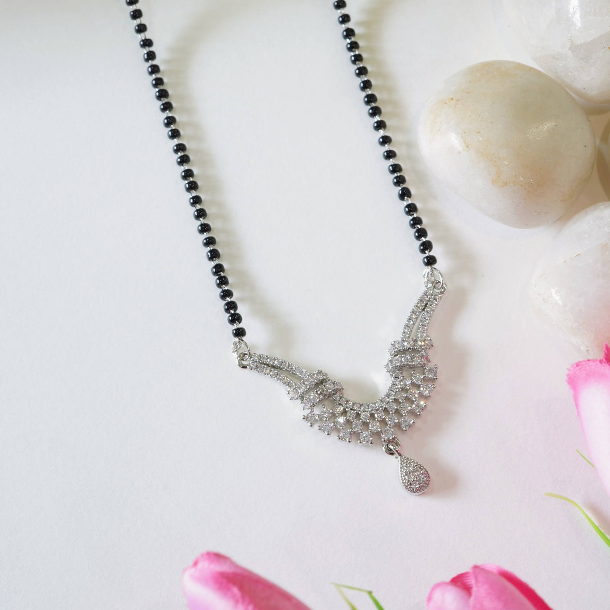 Checkered American Diamond Drop Mangalsutra
