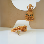 Matte Finish Gold Plated Temple Laxmi Pendant Set