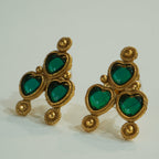 Charming Gold Heart-Shaped Green Kemp Stone Necklace Set
