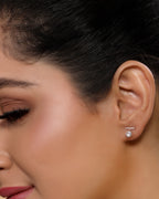 Circular Drop in Zirconia Studded T Studs Rose Gold Plated Silver925 Earrings