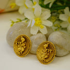 Krishna Oval Flowery Temple Pendant Set