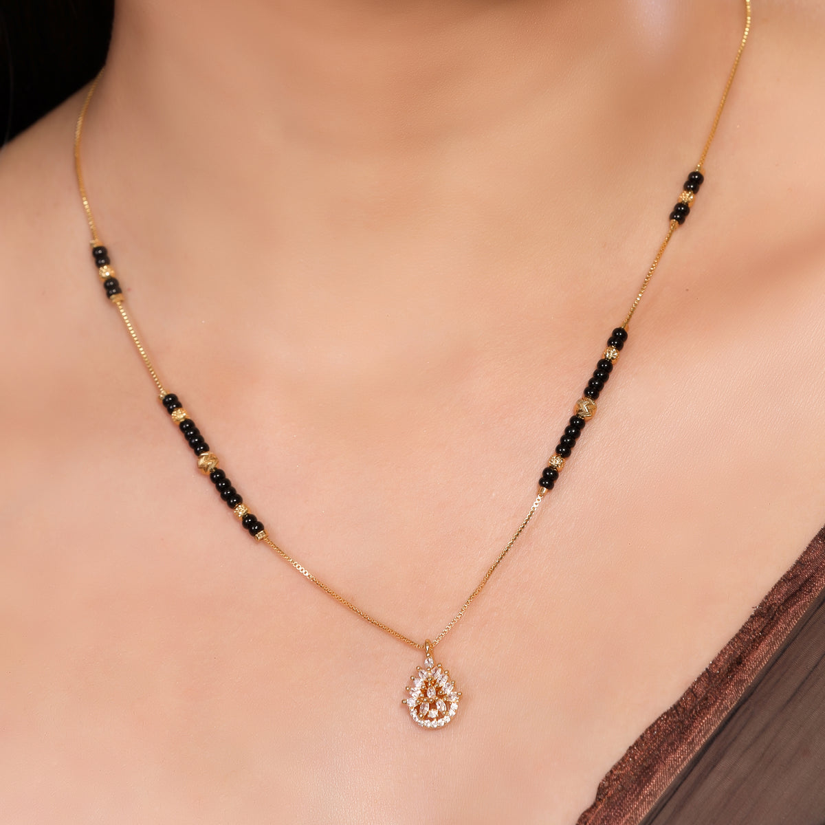 Gold Plated American Diamond Drop Mangalsutra