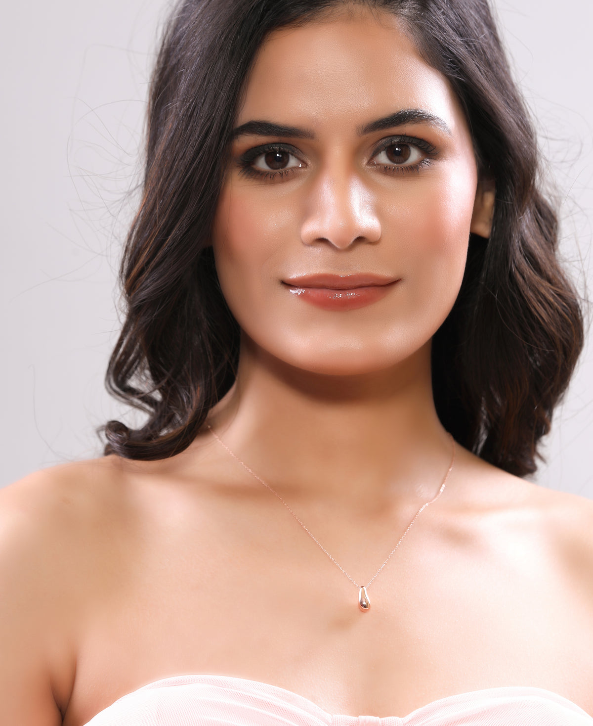 Tiny Bold Drop 28KT Rose Gold Plated Pendant Western Necklace