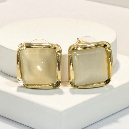 Mother of Pearl in 18k Gold Plated Big Square Studs Earring