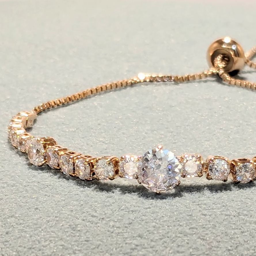 DIVA SERIES - Rose Gold Zirconia 5A Linear Tennis Chain  Bracelet