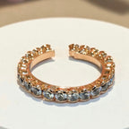 PRIMA DONNA SERIES - Round 5A Full Linear Zirconia Rose Plated Adjustable Finger Ring